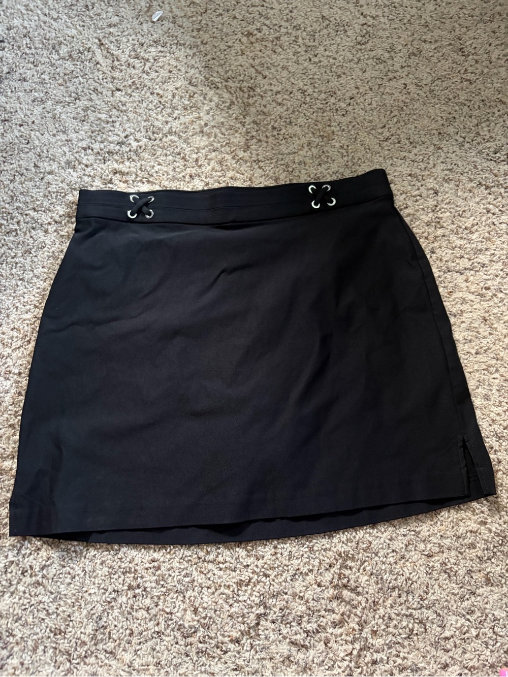 Rafaella Black A-Line Skirt with Eyelet Waist Detail